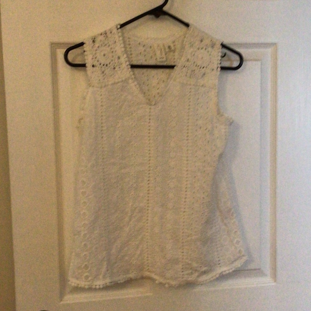 Joie White Eyelet Lace V-Neck Camisole
